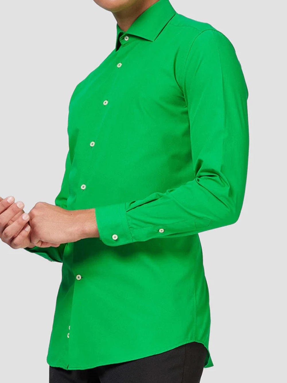 Express Men's 1MX Fitted Long Sleeve Dress Shirt Lime Green Lo.